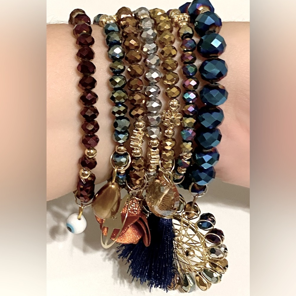 Dark blue multicolor bracelet set